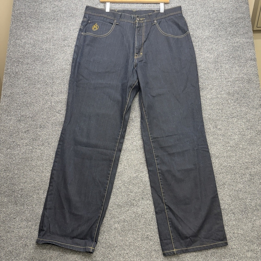 Eight Men's Jeans Y2K Baggy Dark Wash Size‎ 40x34 Vintage Embroidery